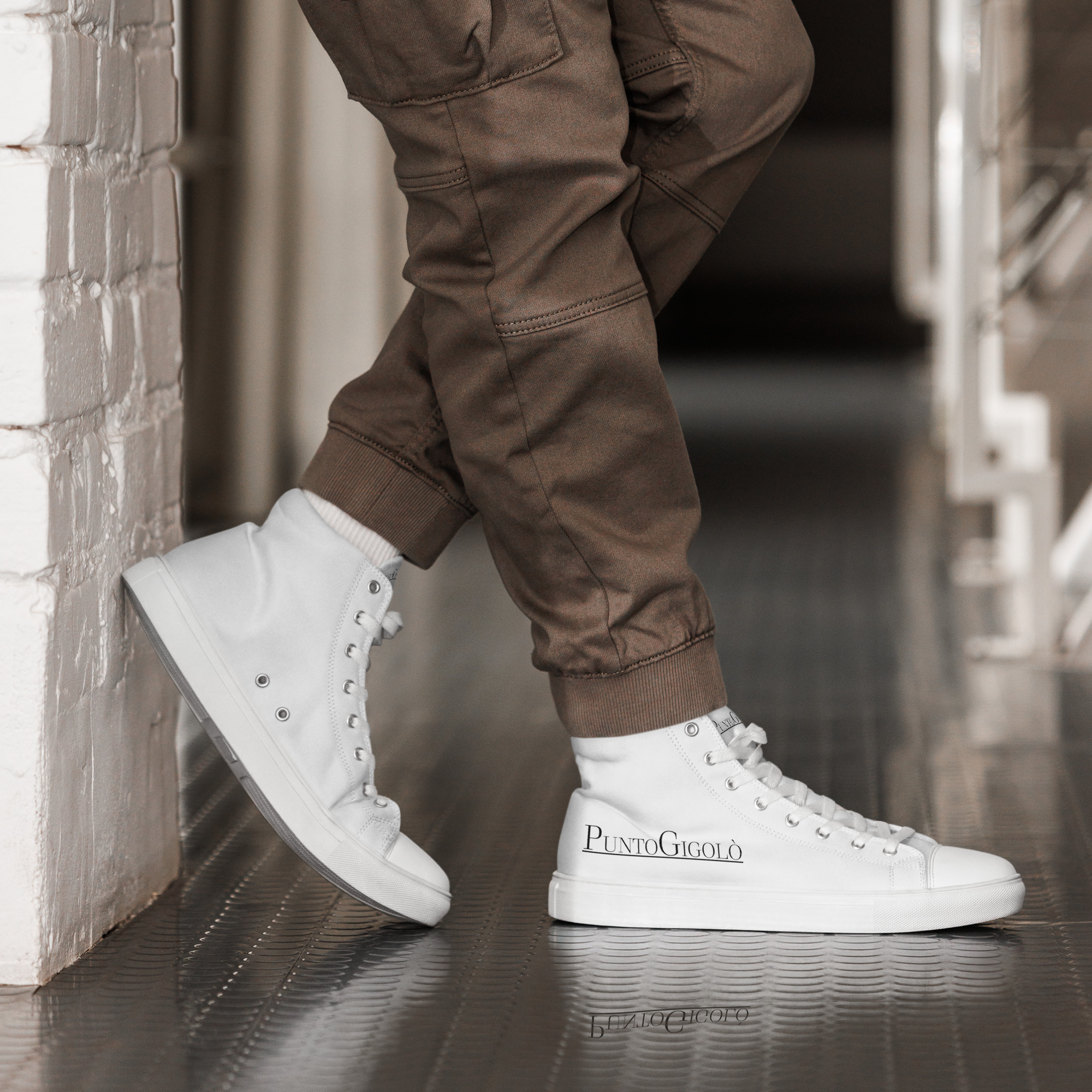 Sneakers alte in tela da uomo